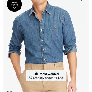 Men’s size L Polo Ralph Lauren Classic Fit Chambray Denim Button Down Shirt